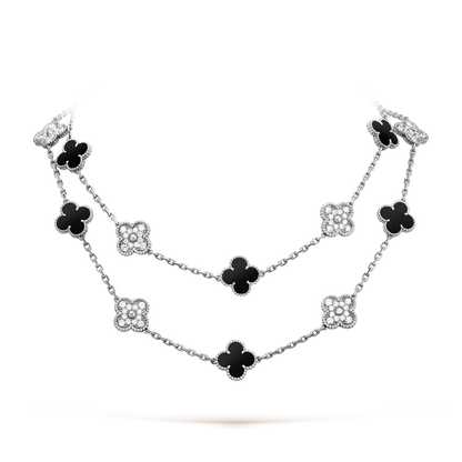 [Echo Fine ]CLOVER 20 MOTIFS ONYX DIAMOND SILVER