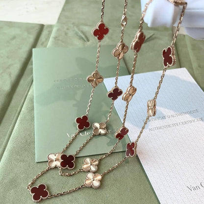 [Echo Fine ]CLOVER 20 MOTIFS LASER CARNELIAN NECKLACE