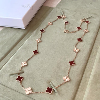 [Echo Fine ]CLOVER 20 MOTIFS LASER CARNELIAN NECKLACE