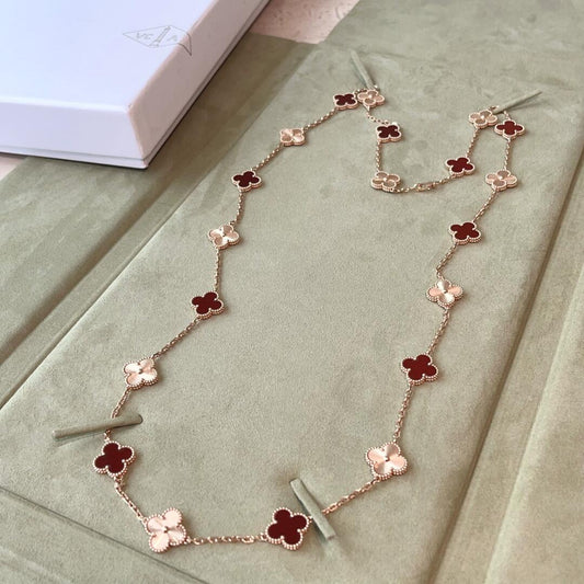 [Echo Fine ]CLOVER 20 MOTIFS LASER CARNELIAN NECKLACE
