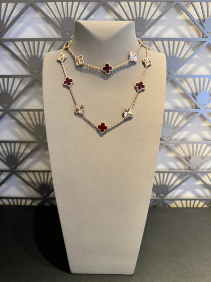 [Echo Fine ]CLOVER 20 MOTIFS LASER CARNELIAN NECKLACE