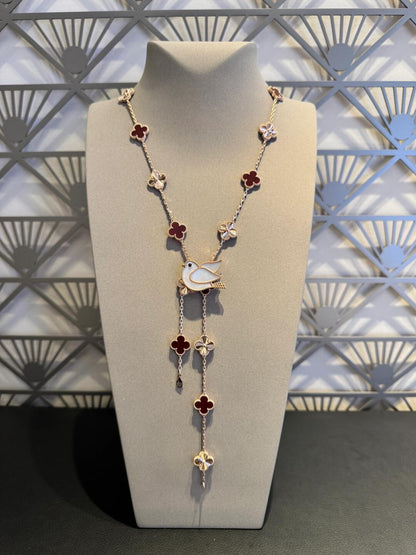 [Echo Fine ]CLOVER 20 MOTIFS LASER CARNELIAN NECKLACE