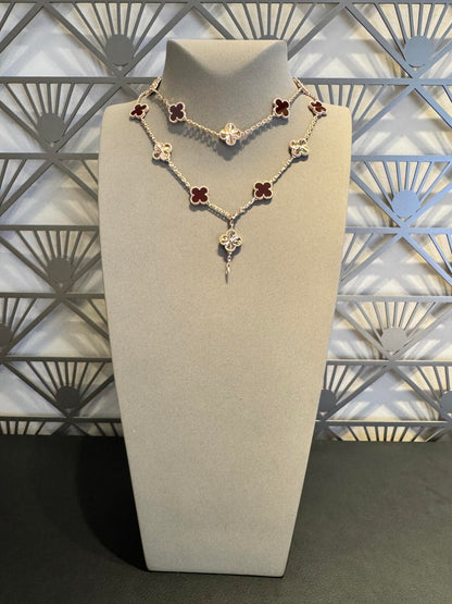 [Echo Fine ]CLOVER 20 MOTIFS LASER CARNELIAN NECKLACE