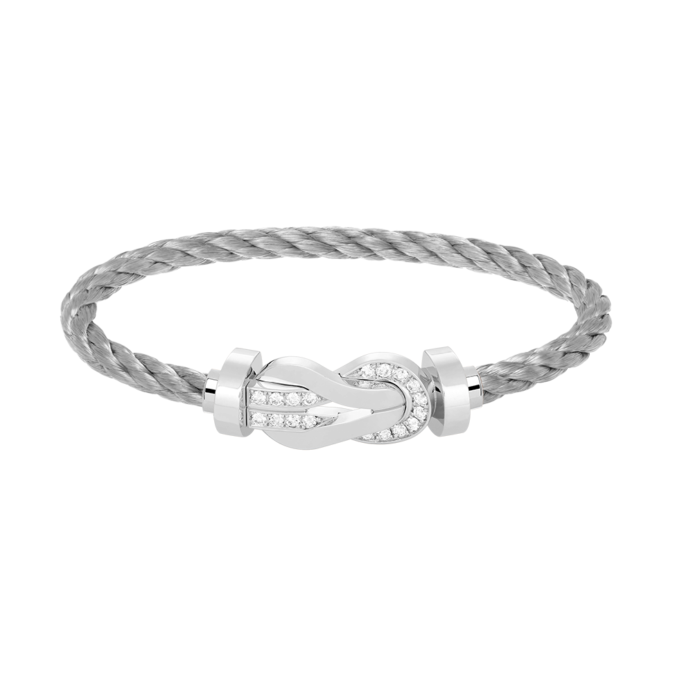 [Echo Fine ]CHANCE LARGE 8 FIGURE BUCKLE HALF DIAMOND BRACELET SILVER