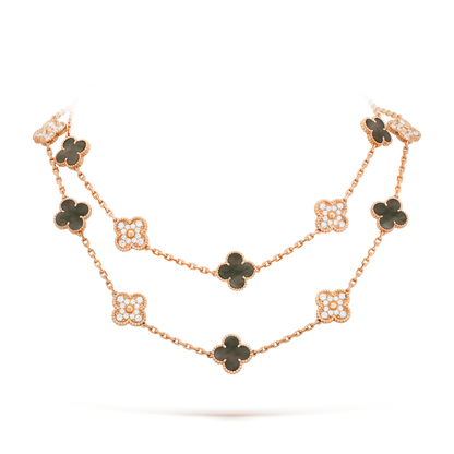 [Echo Fine ]CLOVER 20 MOTIFS DARK MOP DIAMOND  NECKLACE
