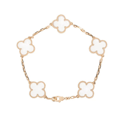 [Echo Fine ]CLOVER 5 MOTIF ROCK CRYSTAL PINK GOLD BRACELET
