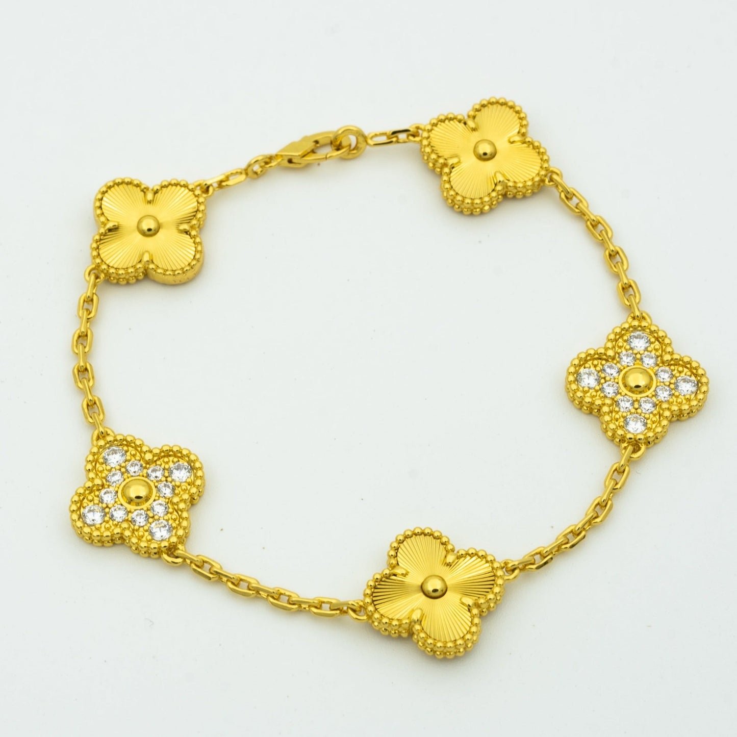 [Echo Fine ]CLOVER BRACELET 5 MOTIFS GOLD DIAMOND