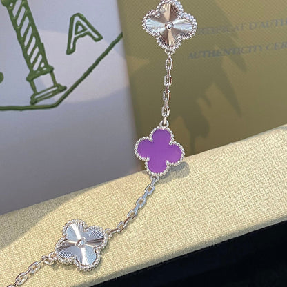 [Echo Fine ]CLOVER  5 MOTIFS  PURPLE VIOLET BRACELET SILVER