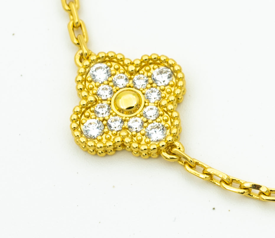 [Echo Fine ]CLOVER BRACELET 5 MOTIFS GOLD DIAMOND