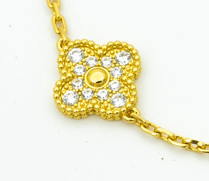 [Echo Fine ]CLOVER BRACELET 5 MOTIFS GOLD DIAMOND