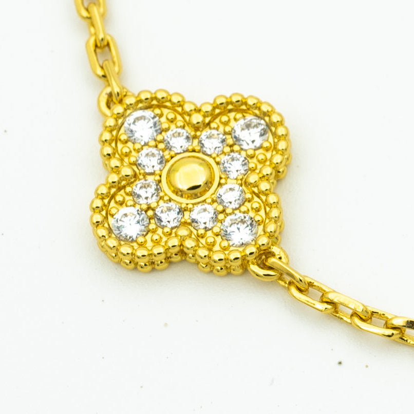[Echo Fine ]CLOVER BRACELET 5 MOTIFS GOLD DIAMOND