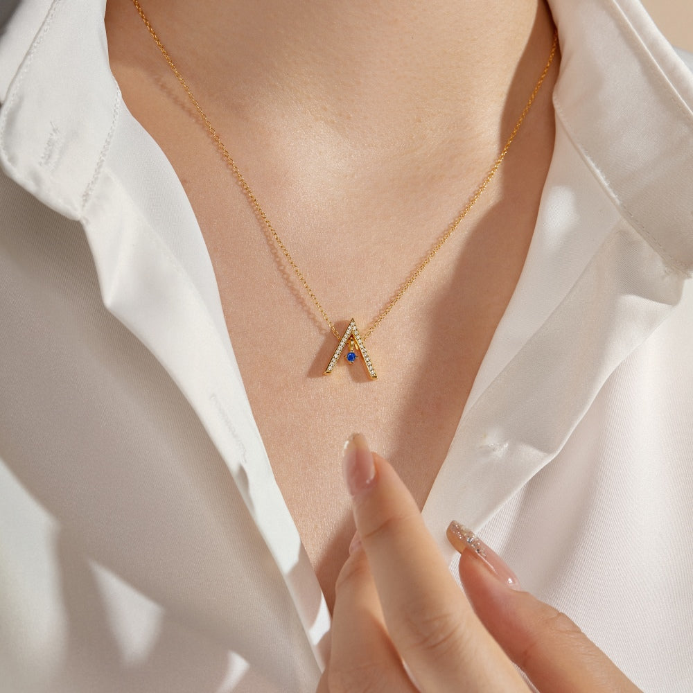 [Echo Fine ]Sparkling "A" Shape Necklace