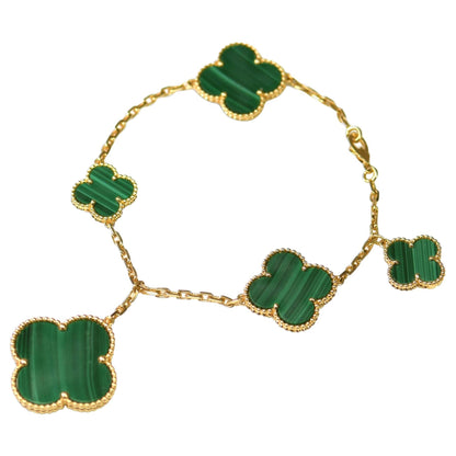 [Echo Fine ]MAGIC CLOVER MALACHITE GOLD BRACELET 5 MOTIFS