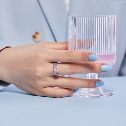 [Echo Fine ]Unique Colorful Emerald Cut Party Ring
