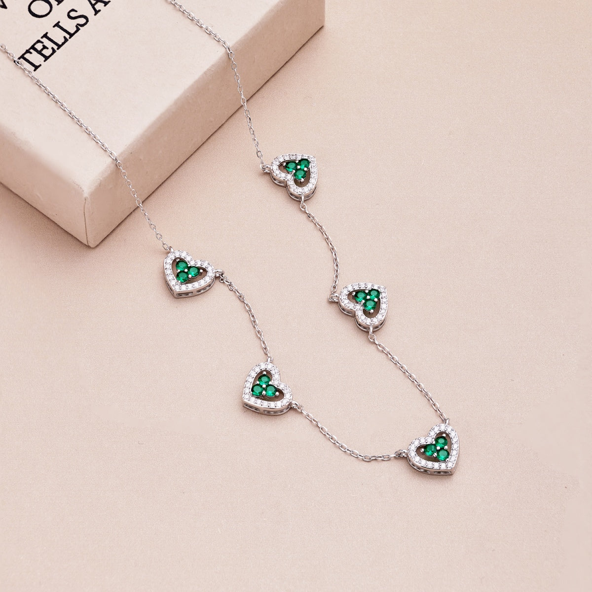 [Echo Fine ]Sparkling Five Heart Necklace