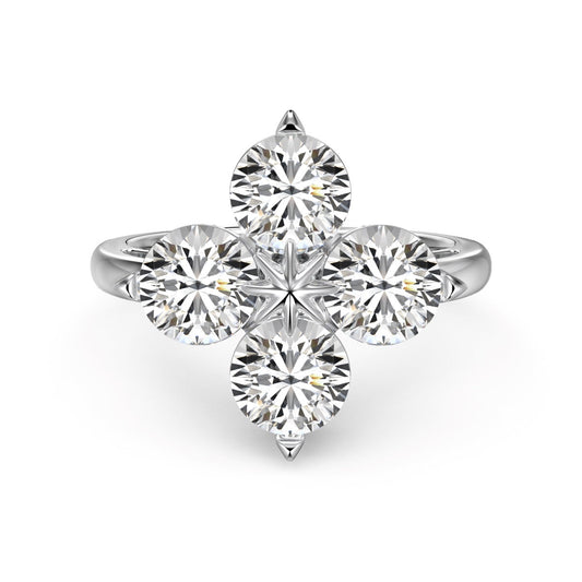 [Echo Fine ]Four-Leaf Clover Eight-Pointed Star Ring