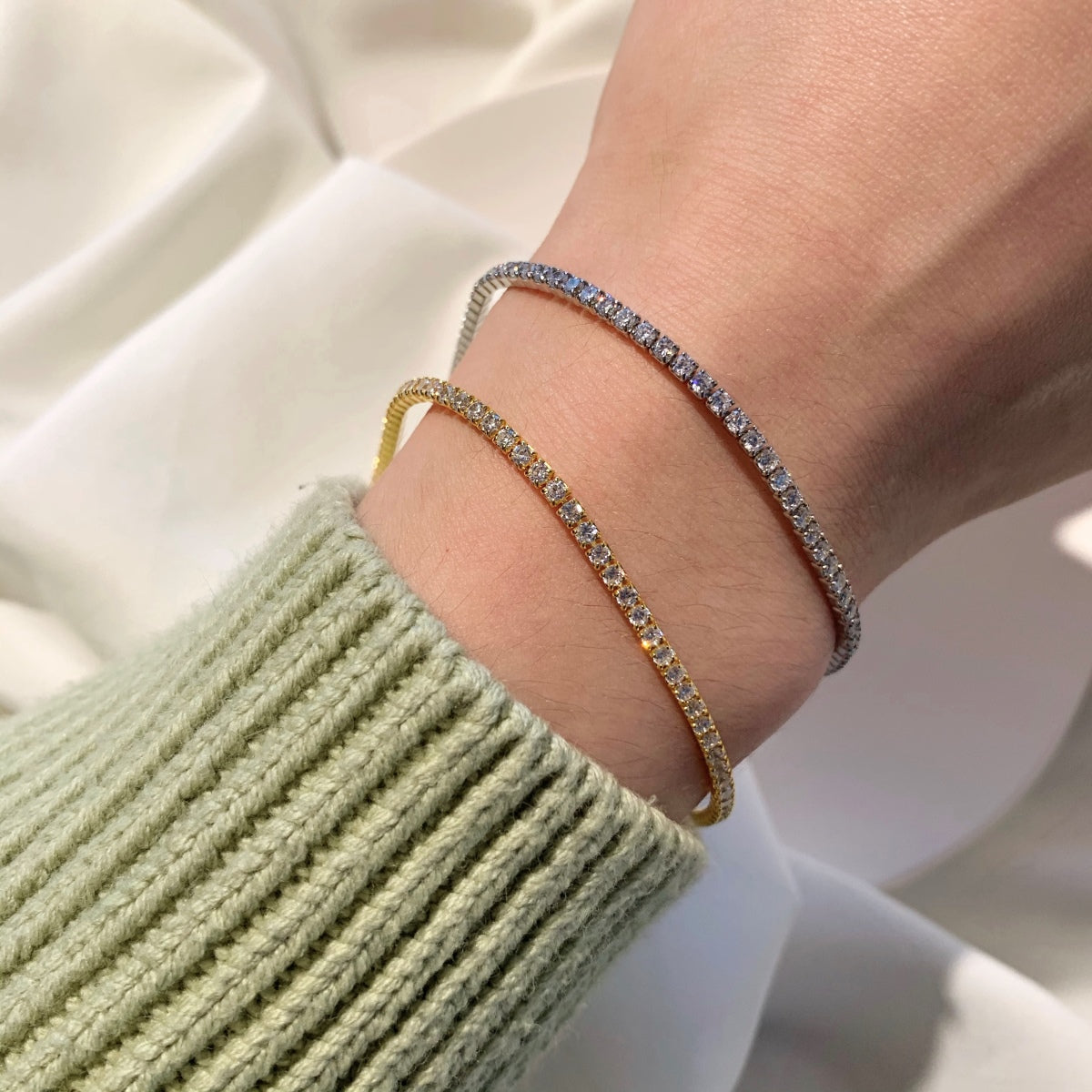 [Echo Fine ]Radiant Shinning Princess Cut Tennis Bracelet