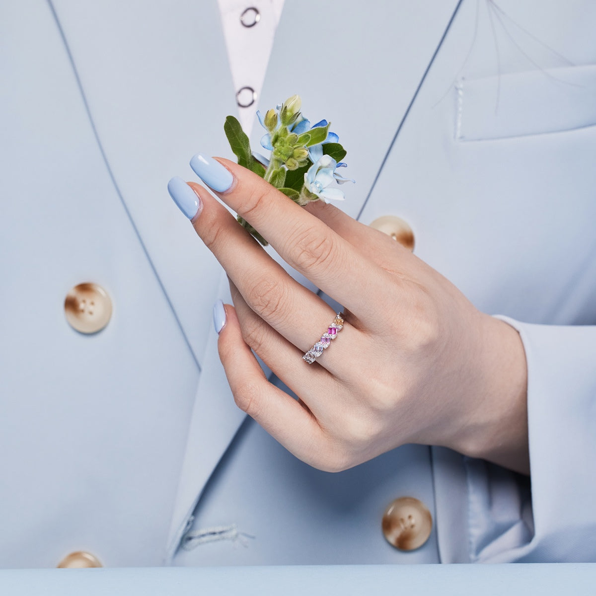 [Echo Fine ]Delicate Vibrant Emerald Cut Daily Ring
