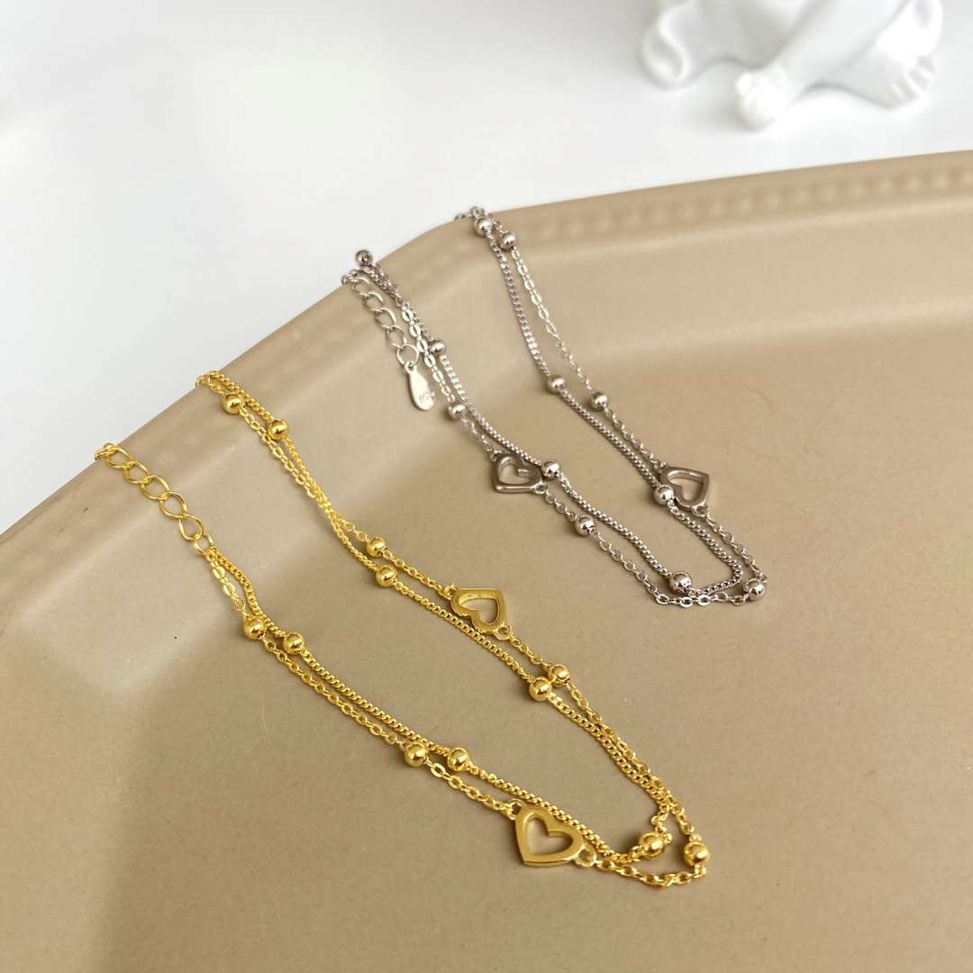 [Echo Fine ]Dainty Double Layer Love Heart Bracelet