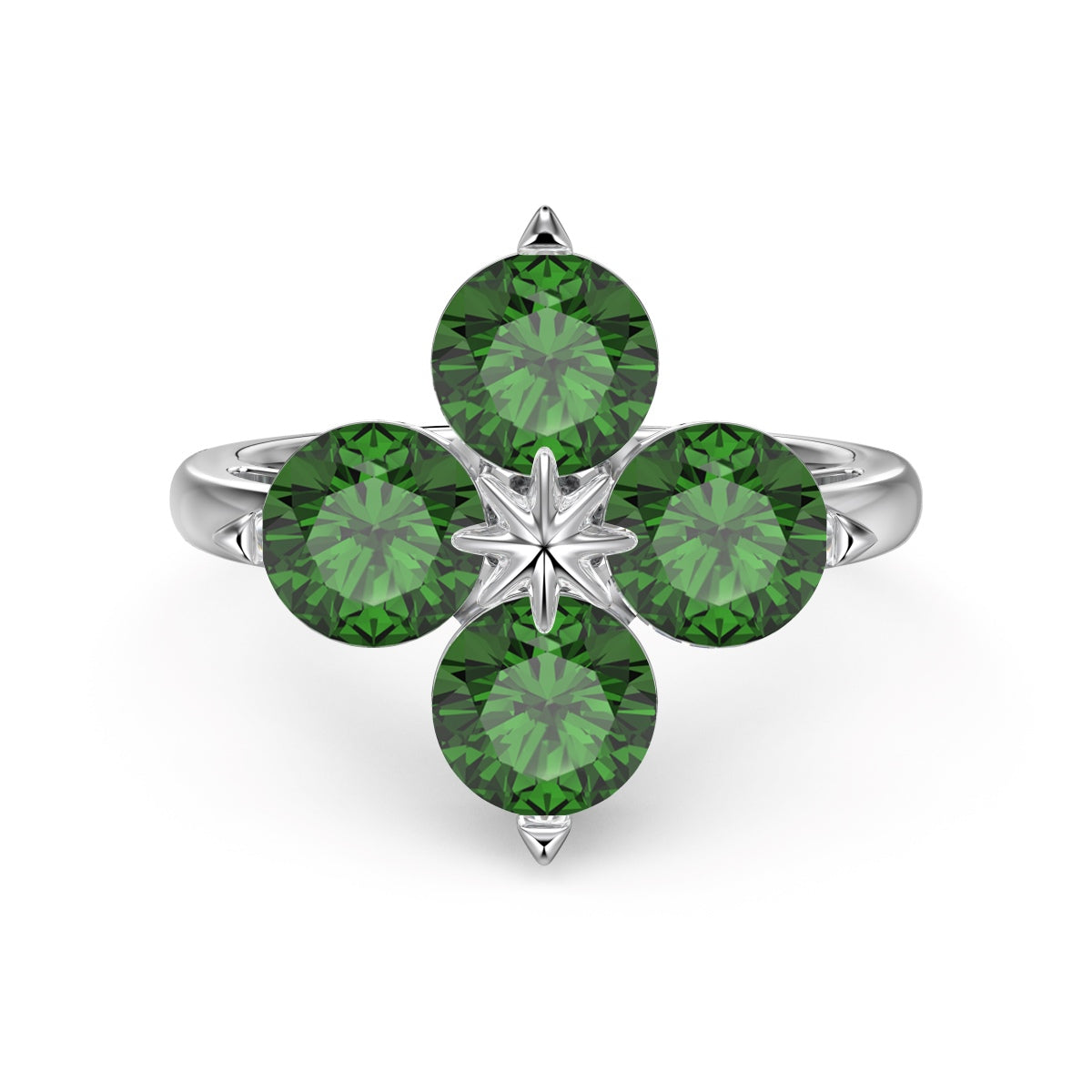 [Echo Fine ]Four-Leaf Clover Eight-Pointed Star Ring