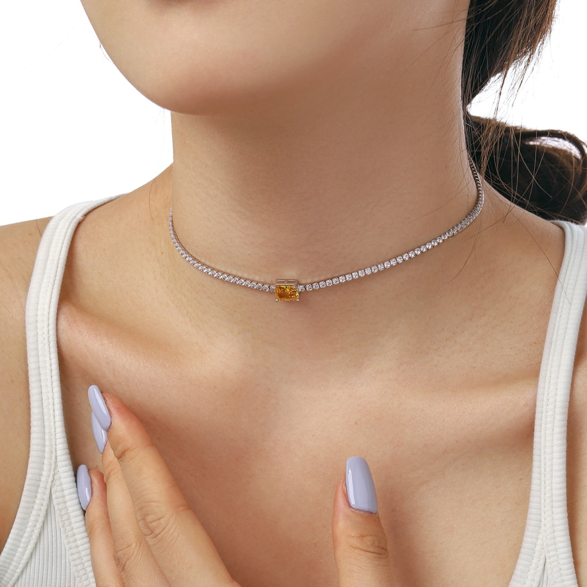 [Echo Fine ]2.0 carat Ornate Emerald Cut Necklace