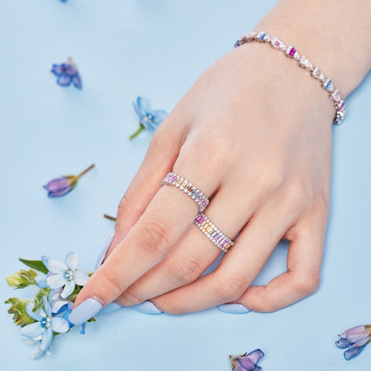 [Echo Fine ]Dainty Kaleidoscopic Emerald Cut Daily Ring