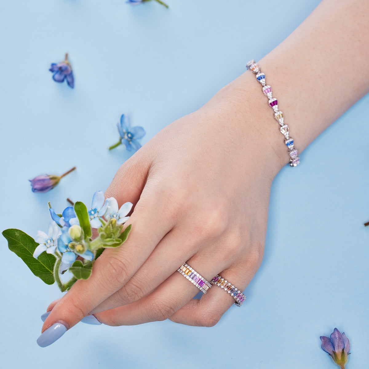 [Echo Fine ]Dainty Kaleidoscopic Emerald Cut Daily Ring