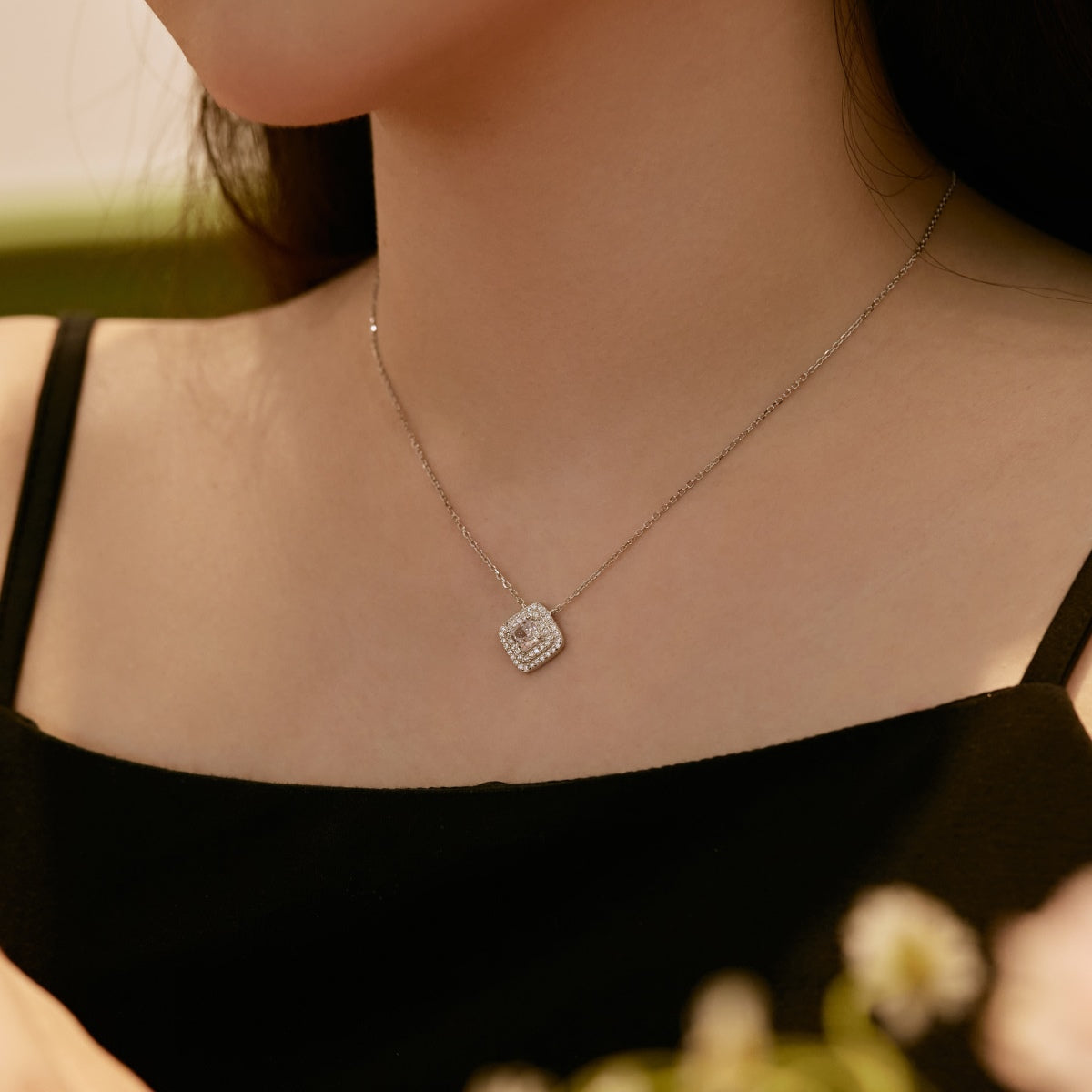 [Echo Fine ]Sparkling Asscher Cut Necklace