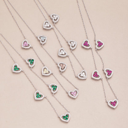 [Echo Fine ]Sparkling Five Heart Necklace
