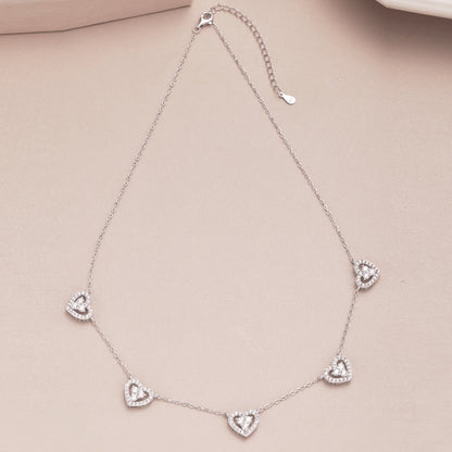 [Echo Fine ]Sparkling Five Heart Necklace
