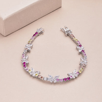 [Echo Fine ]Ornate Colorful Butterfly Shape Round Cut Daily Bracelet