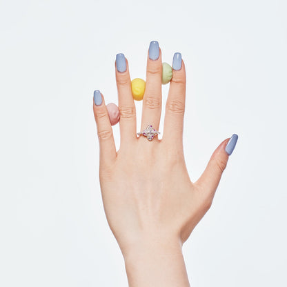 [Echo Fine ]Luxurious Colorful Flower Shape Banquet Ring