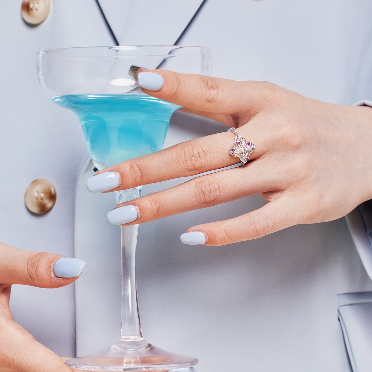 [Echo Fine ]Luxurious Colorful Flower Shape Banquet Ring
