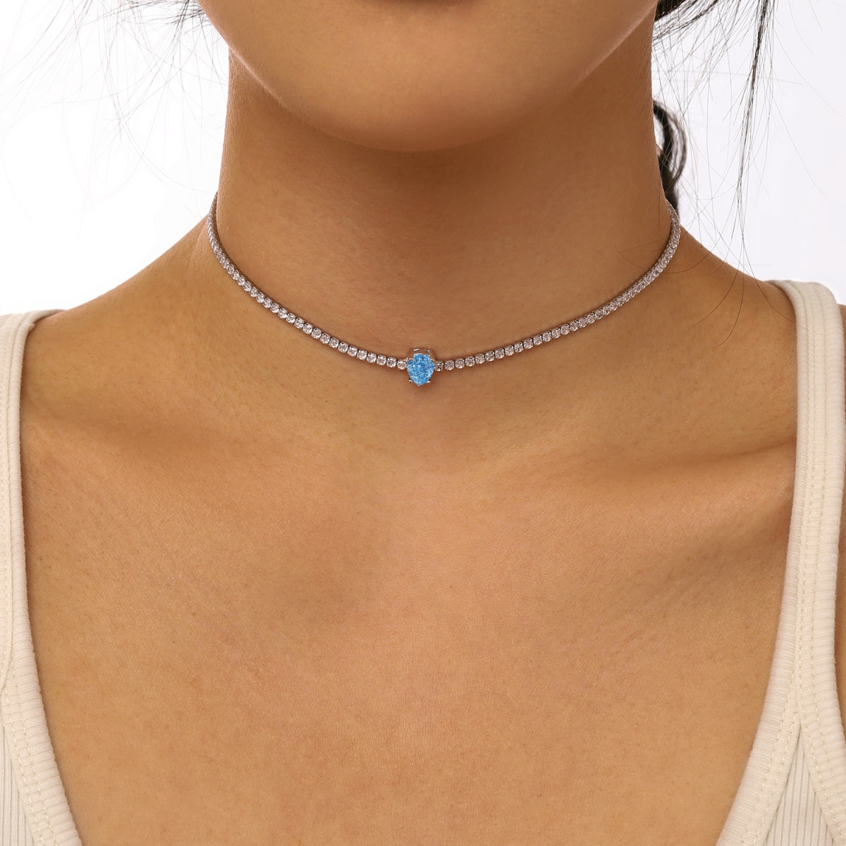 [Echo Fine ]1.0 carat Unique Pear Cut Tennis Necklace