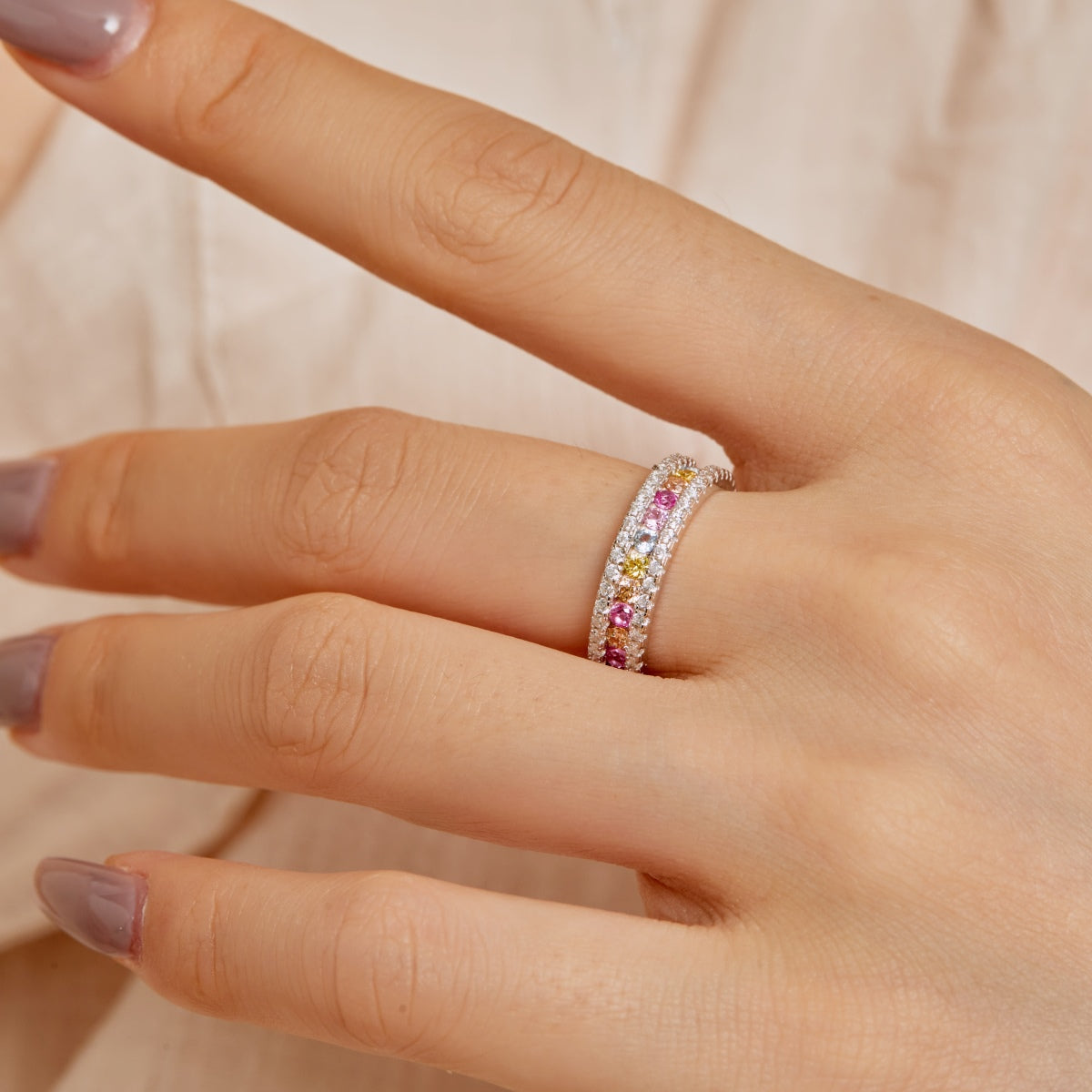 [Echo Fine ]Delicate Colorful Round Cut Daily Ring