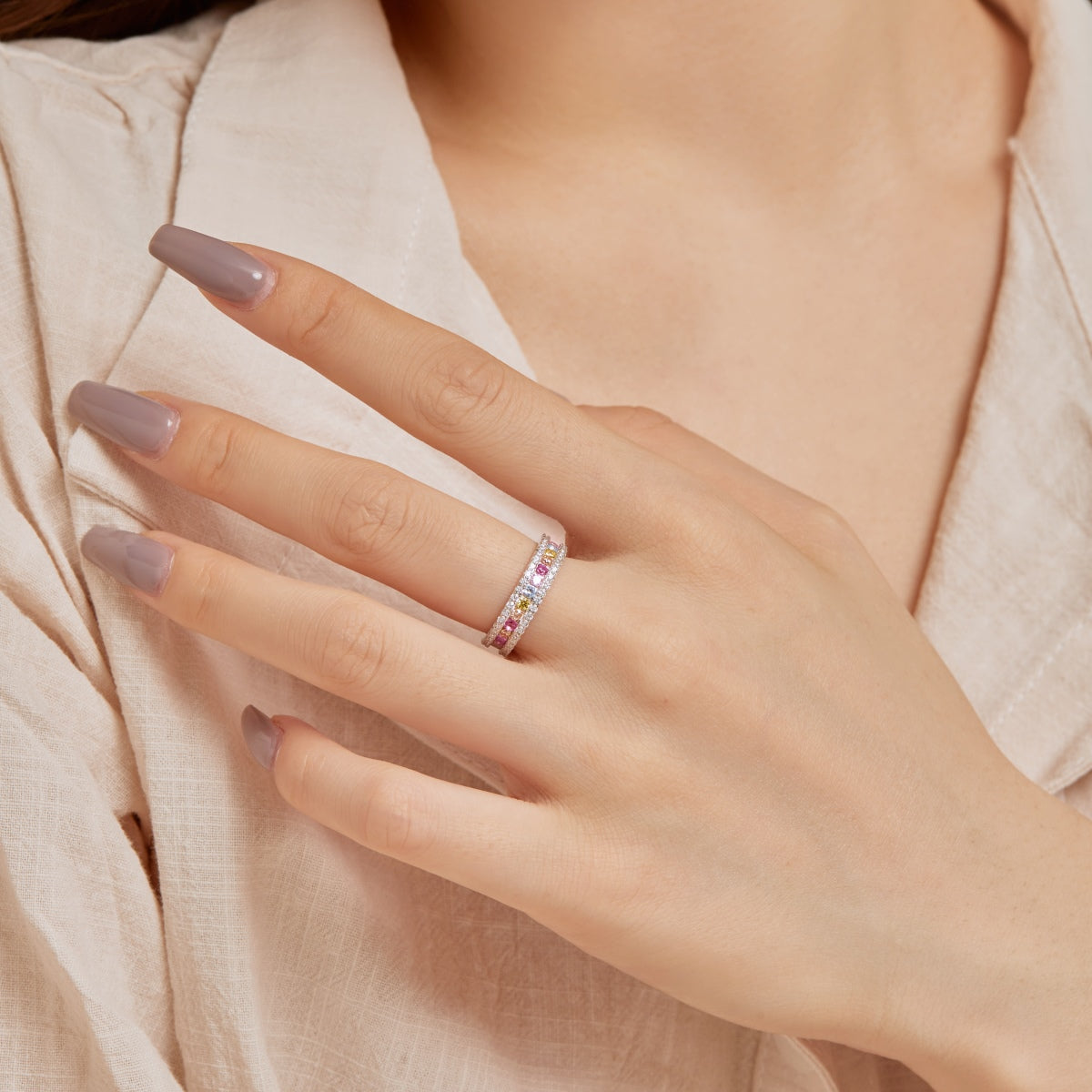 [Echo Fine ]Delicate Colorful Round Cut Daily Ring