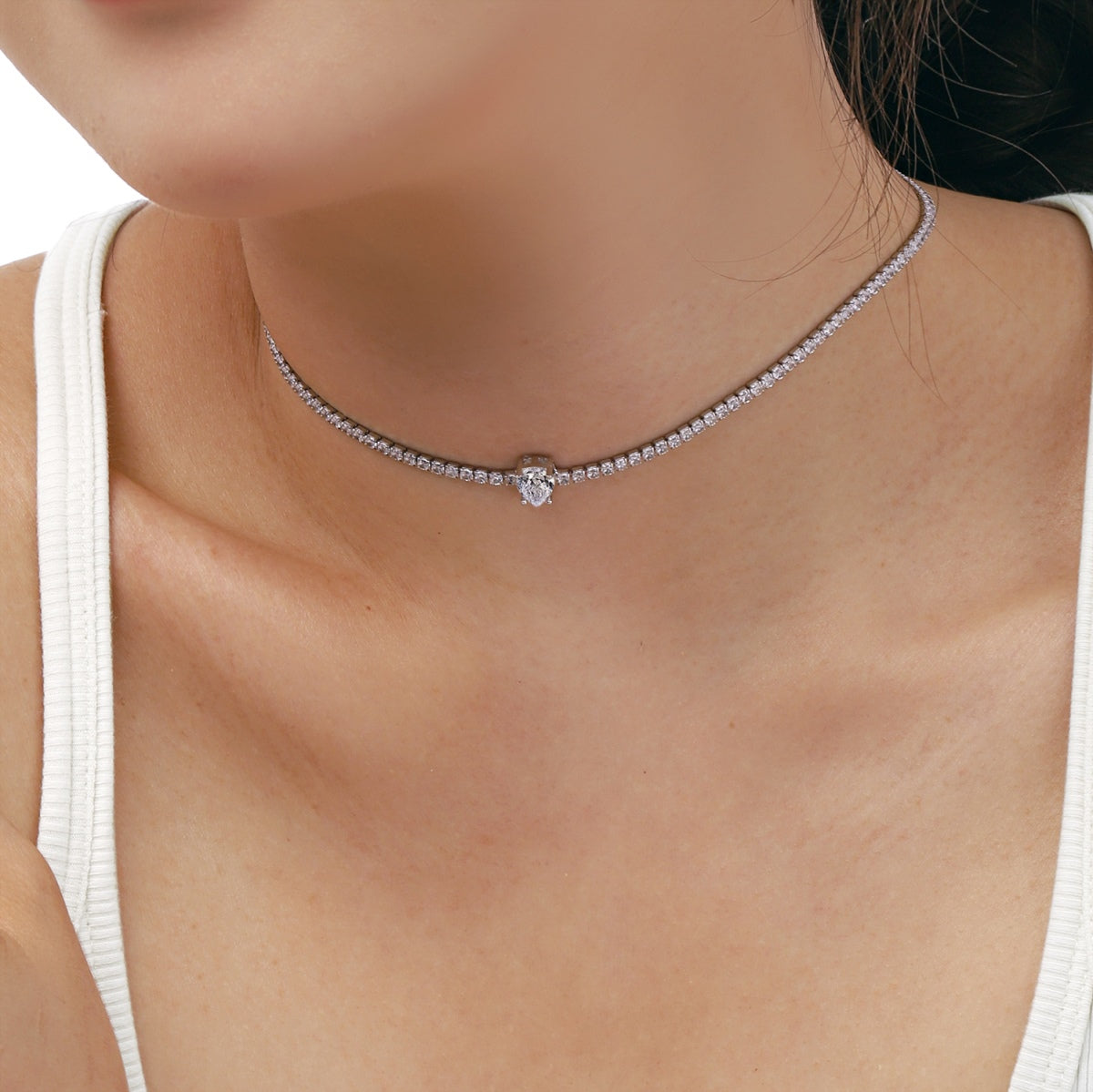 [Echo Fine ]1.0 carat Unique Pear Cut Tennis Necklace