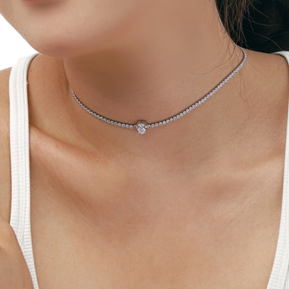 [Echo Fine ]1.0 carat Unique Pear Cut Tennis Necklace