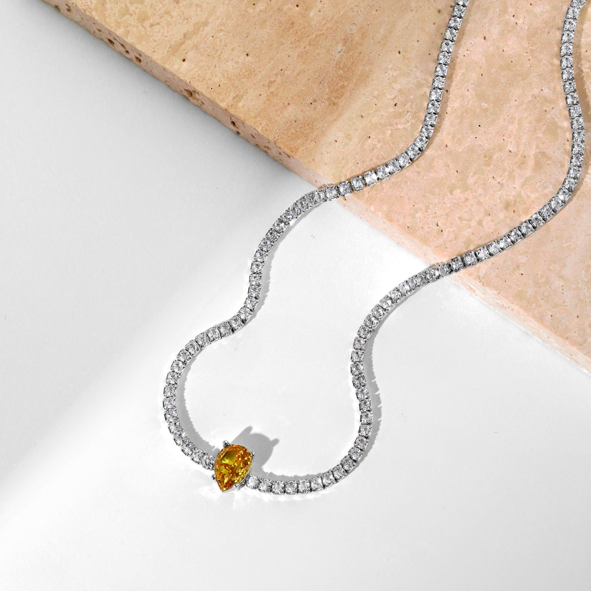 [Echo Fine ]1.0 carat Unique Pear Cut Tennis Necklace