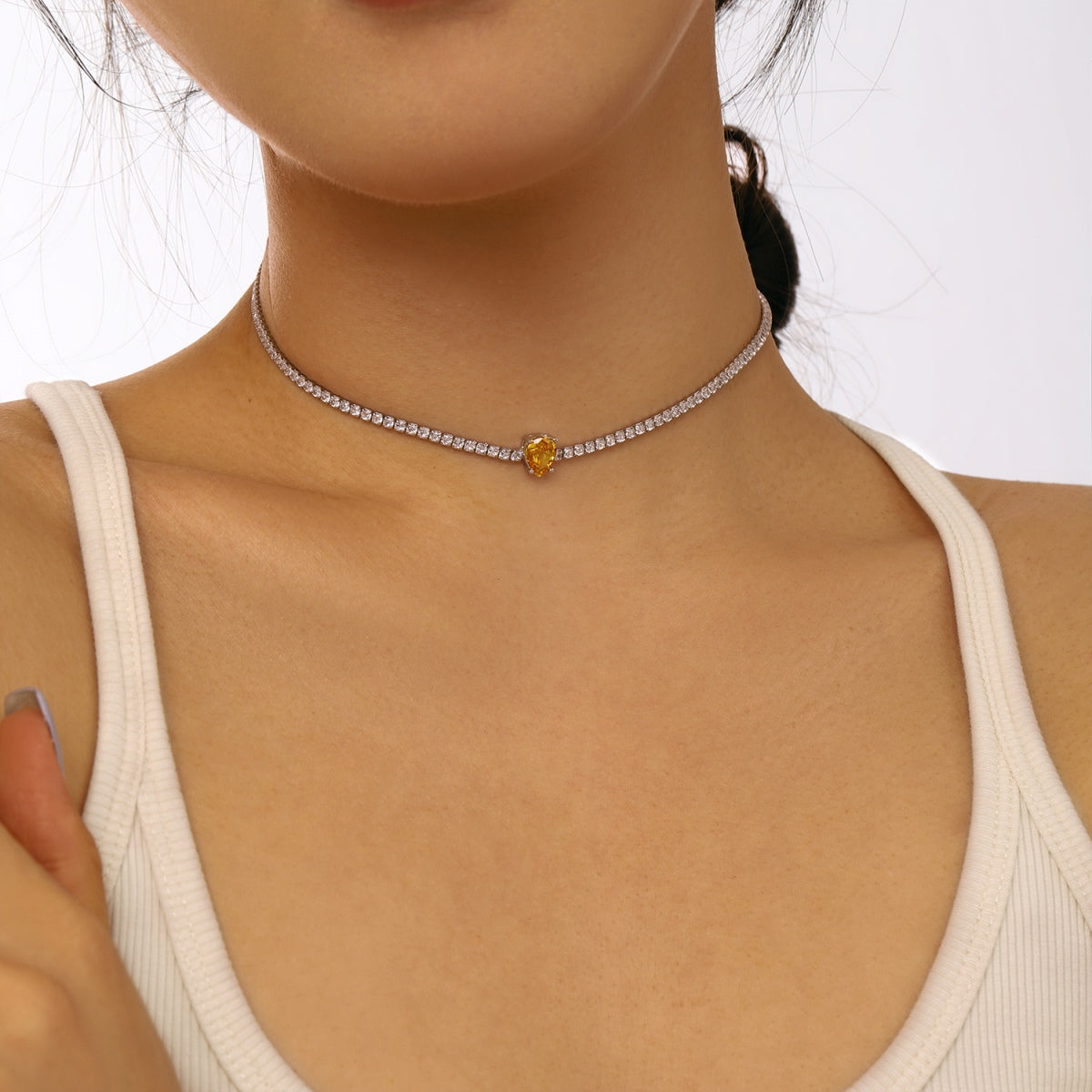 [Echo Fine ]1.0 carat Unique Pear Cut Tennis Necklace