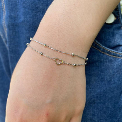 [Echo Fine ]Dainty Double Layer Love Heart Bracelet
