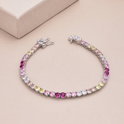 [Echo Fine ]Radiant Colorful Round Cut Tennis Bracelet