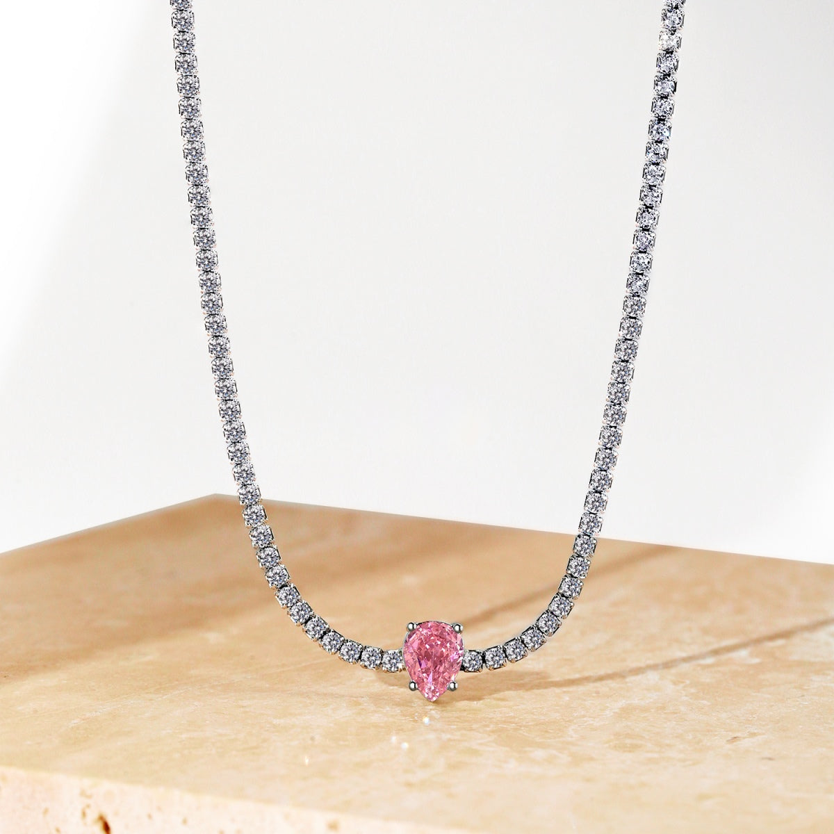 [Echo Fine ]1.0 carat Unique Pear Cut Tennis Necklace