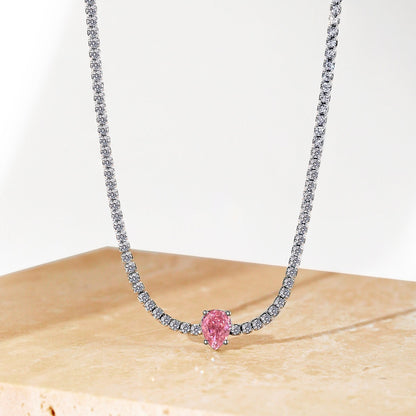 [Echo Fine ]1.0 carat Unique Pear Cut Tennis Necklace