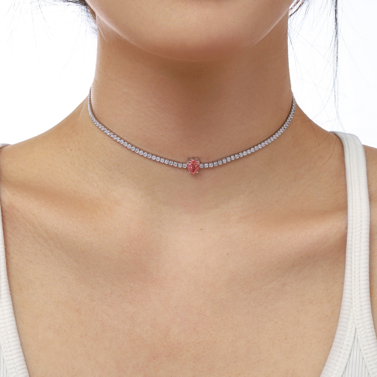 [Echo Fine ]1.0 carat Unique Pear Cut Tennis Necklace