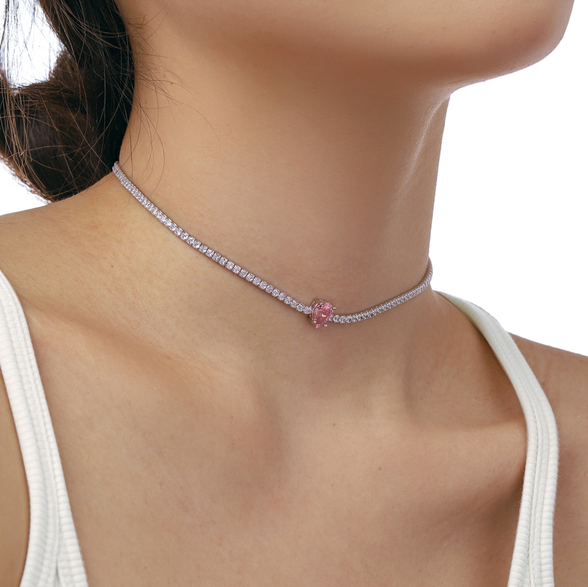 [Echo Fine ]1.0 carat Unique Pear Cut Tennis Necklace