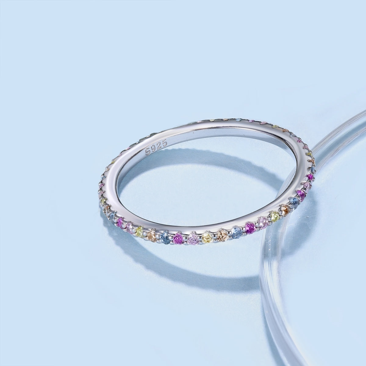[Echo Fine ]Ornate Colorful Round Cut Tennis Ring