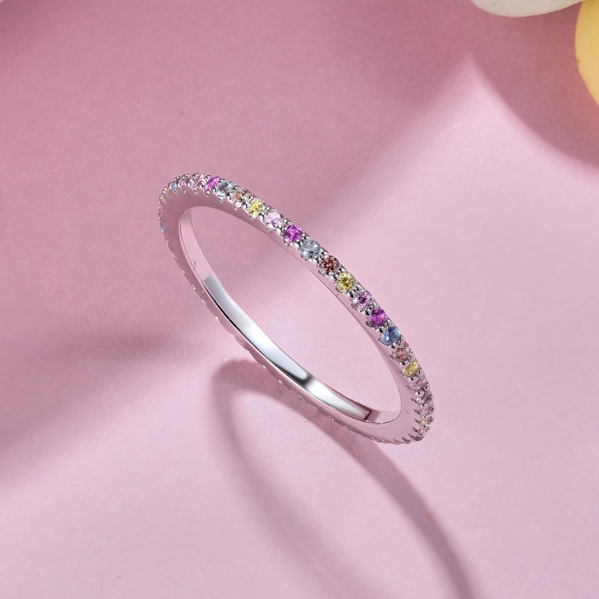 [Echo Fine ]Ornate Colorful Round Cut Tennis Ring