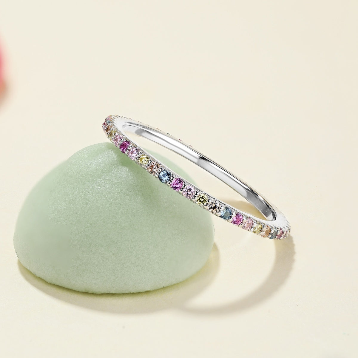 [Echo Fine ]Ornate Colorful Round Cut Tennis Ring