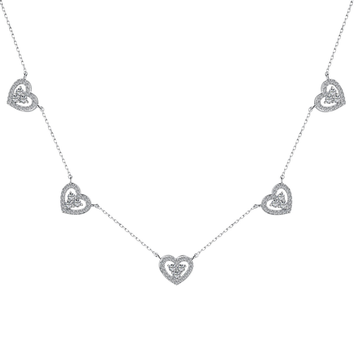 [Echo Fine ]Sparkling Five Heart Necklace